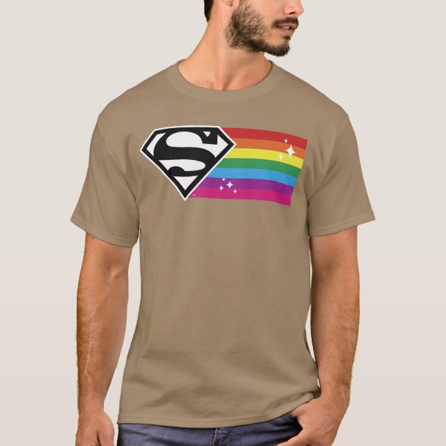 DC Comics Pride Justice League Superman Rainbow Fl T-Shirt (Front)