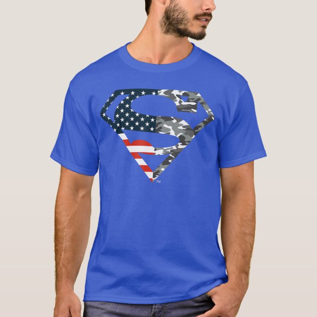 DC Comics Superman American Flag Camo Logo T-Shirt (Front)