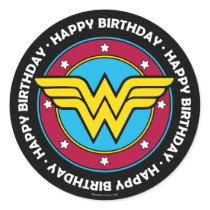 DC Comics | Wonder Woman Circle & Stars Logo Classic Round Sticker