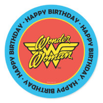 DC Comics | Wonder Woman Logo | Happy Birthday Classic Round Sticker