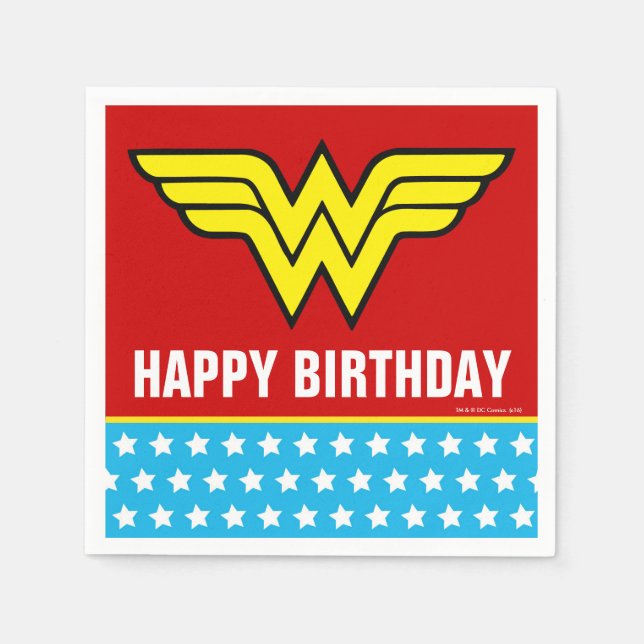 DC Comics | Wonder Woman Logo | Happy Birthday Napkins (Front)