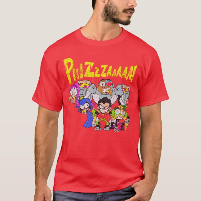 DC Comicseenitans Go Group Shot Pizza Portrait gif T-Shirt (Front)