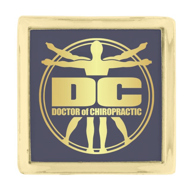 DC (Doctor of Chiropractic) Gold Finish Lapel Pin (Front)