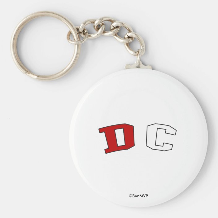 DC in District of Columbia State Flag Colors Keychain