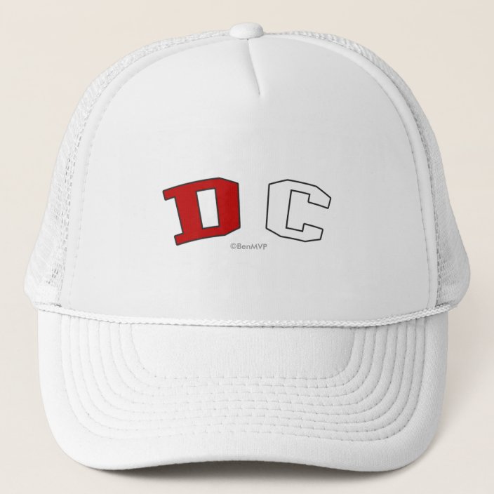 DC in District of Columbia State Flag Colors Mesh Hat