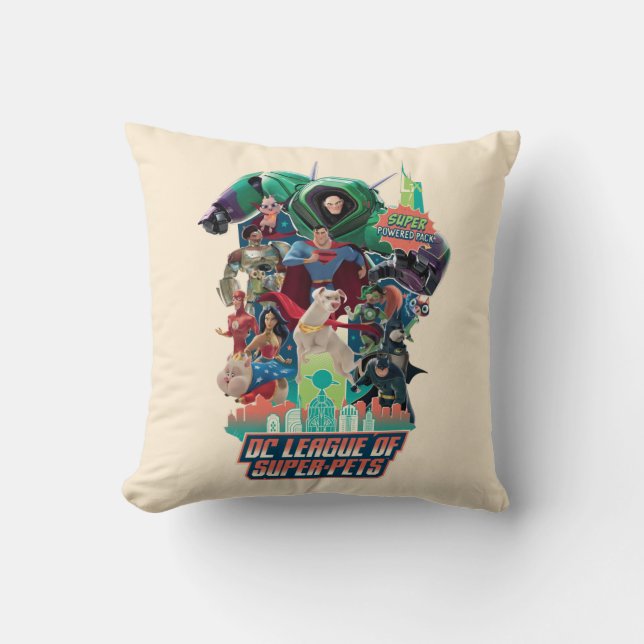 DC League of Super-Pets Battle for Metropolis Throw Pillow (Front)