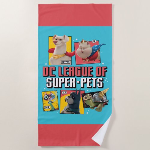 DC League of Super_Pets Character Panels Beach Towel
