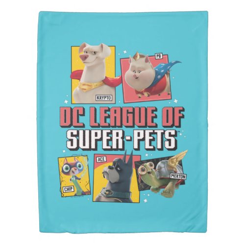 DC League of Super_Pets Character Panels Duvet Cover