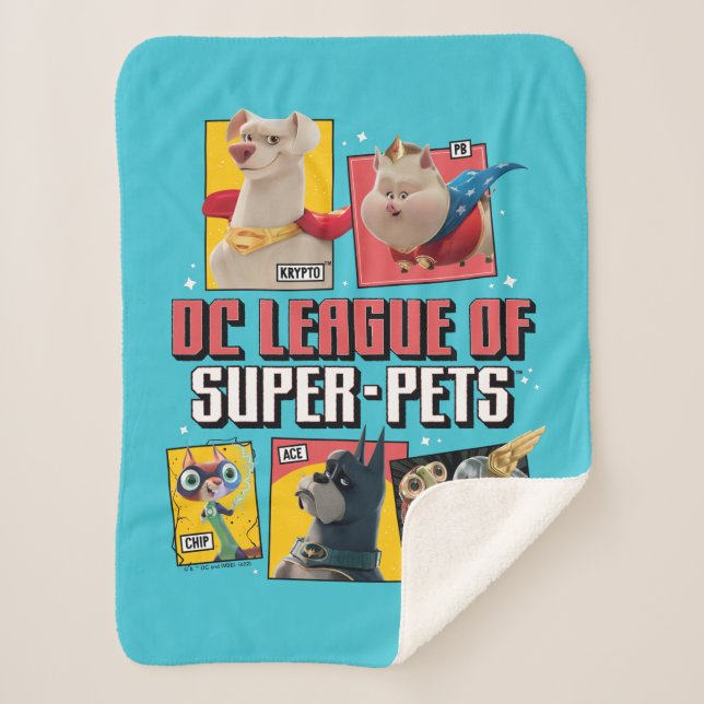 DC League of Super-Pets Character Panels Sherpa Blanket (Front)