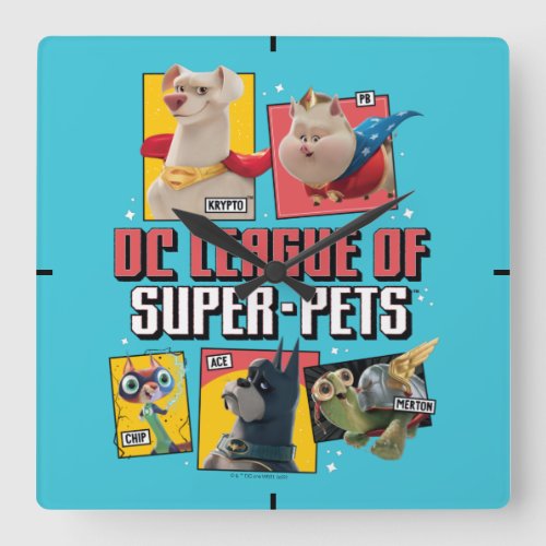 DC League of Super_Pets Character Panels Square Wall Clock