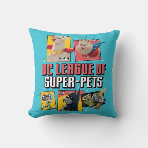 DC League of Super_Pets Character Panels Throw Pillow