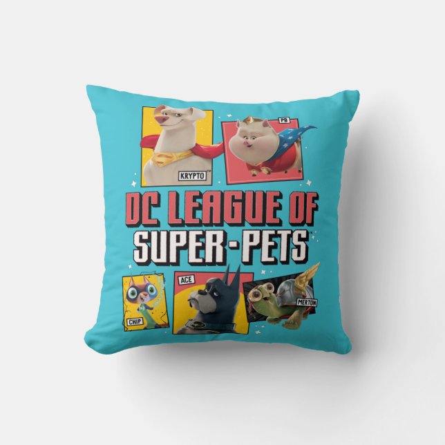 DC League of Super-Pets Character Panels Throw Pillow (Front)