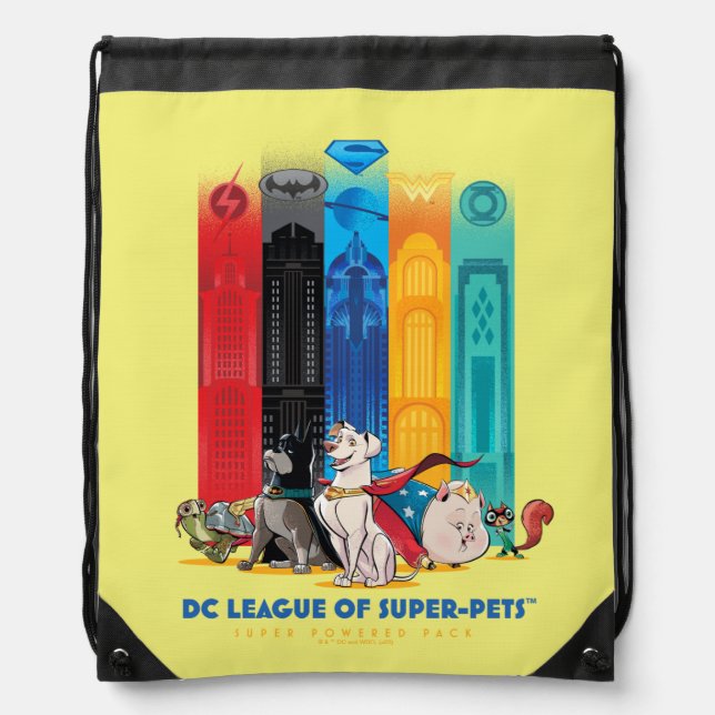 DC League of Super-Pets Metropolis Towers Drawstring Bag (Front)