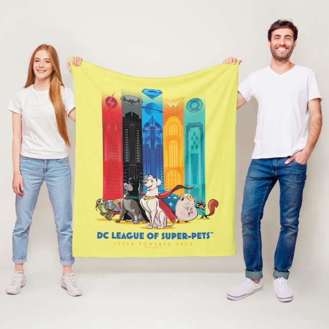 DC League of Super-Pets Metropolis Towers Fleece Blanket (In Situ)