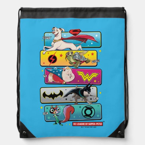 DC League of Super_Pets Panels Drawstring Bag