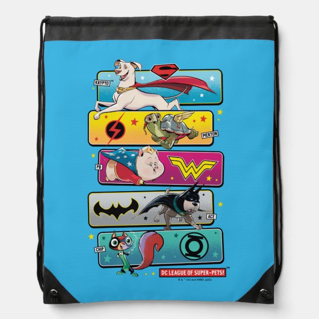 DC League of Super-Pets Panels Drawstring Bag (Front)