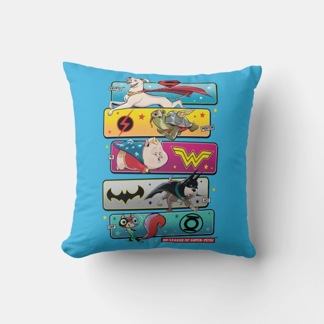 DC League of Super-Pets Panels Throw Pillow (Front)