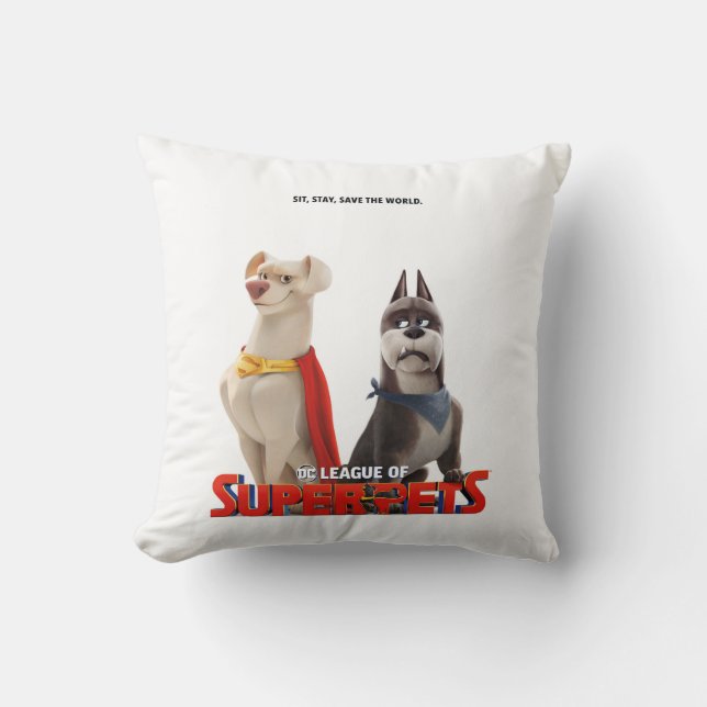 DC League of Super-Pets Theatrical Art Throw Pillow (Front)