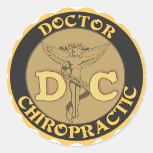 DC LOGO _ DOCTOR CHIROPRACTIC CADUCEUS CLASSIC ROUND STICKER