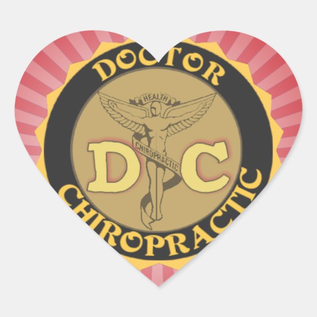 DC LOGO DOCTOR CHIROPRACTIC CADUCEUS HEART STICKER (Front)