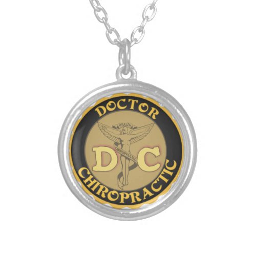 DC LOGO DOCTOR CHIROPRACTIC CADUCEUS SILVER PLATED NECKLACE