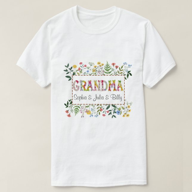 DC Personalized Grandma Wildflowers T-Shirt (Design Front)
