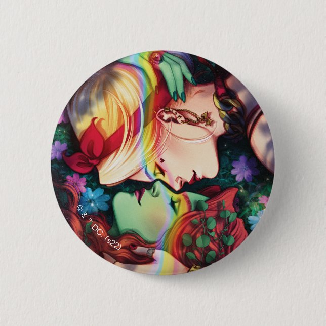 DC Pride Harley Quinn & Poison Ivy Comic Cover Button (Front)