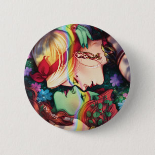 DC Pride Harley Quinn & Poison Ivy Comic Cover Button