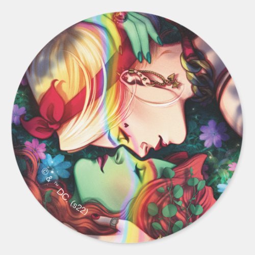 DC Pride Harley Quinn  Poison Ivy Comic Cover Classic Round Sticker
