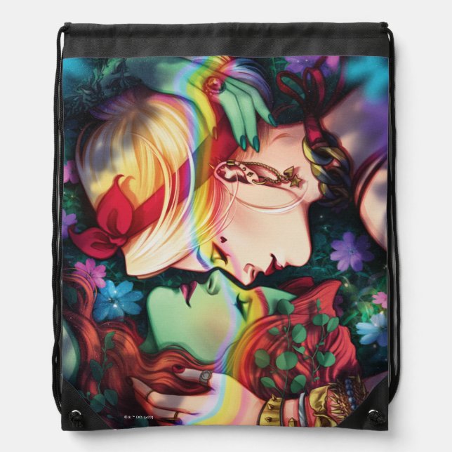 DC Pride Harley Quinn & Poison Ivy Comic Cover Drawstring Bag (Front)