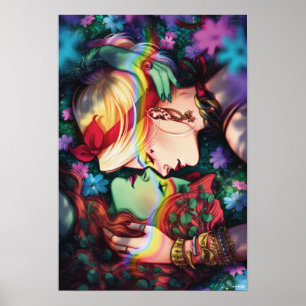 DC Pride Harley Quinn & Poison Ivy Comic Cover Poster