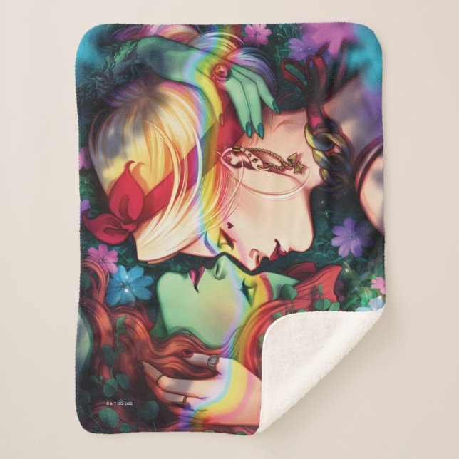 DC Pride Harley Quinn & Poison Ivy Comic Cover Sherpa Blanket (Front)