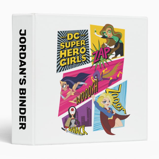 DC Super Hero Girls Action Panels 3 Ring Binder (Front/Spine)