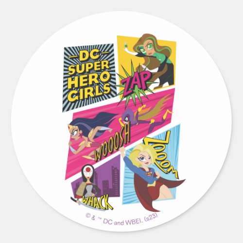 DC Super Hero Girls Action Panels Classic Round Sticker
