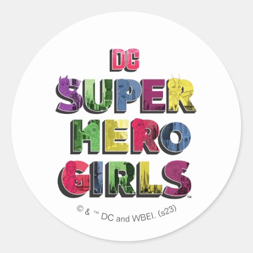 DC Super Hero Girls City Lettering Classic Round Sticker