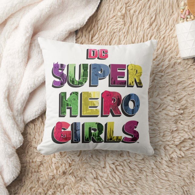 DC Super Hero Girls City Lettering Throw Pillow (Blanket)