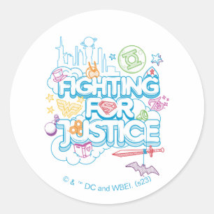DC Super Hero Girls Fighting For Justice Classic Round Sticker