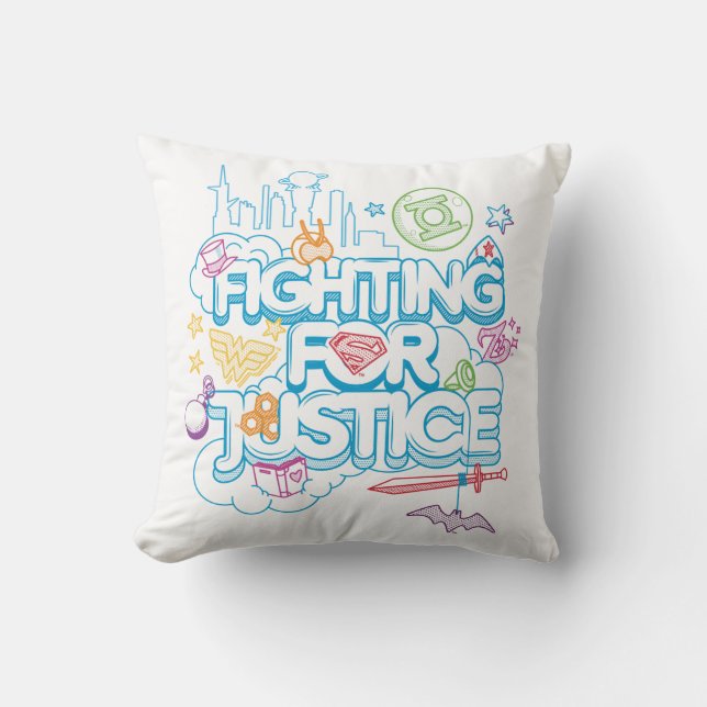 DC Super Hero Girls Fighting For Justice Throw Pillow (Front)