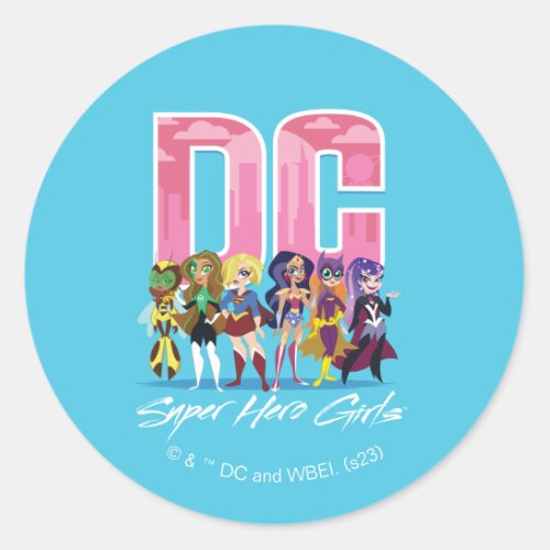 DC Super Hero Girls Lineup Classic Round Sticker