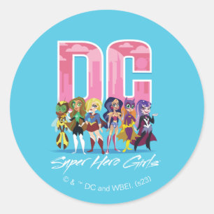 DC Super Hero Girls Lineup Classic Round Sticker
