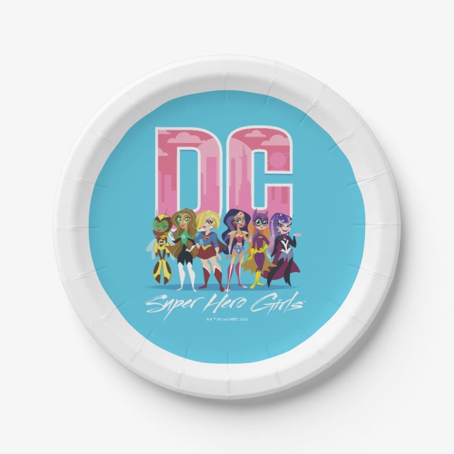 DC Super Hero Girls Lineup Paper Plates (Front)