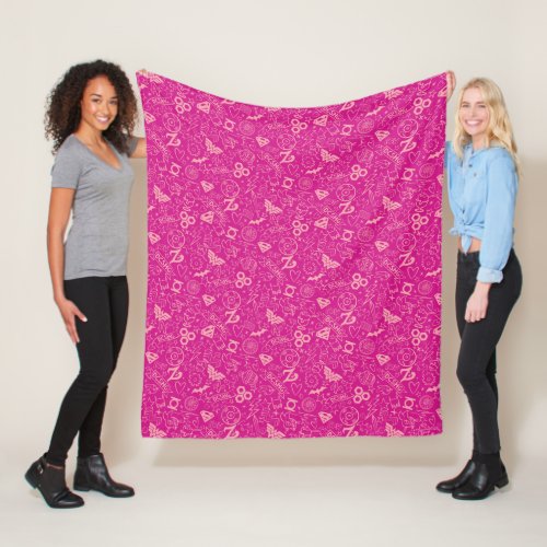 DC Super Hero Girls Pink Icon Pattern Fleece Blanket