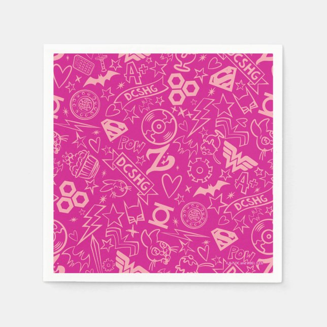 DC Super Hero Girls Pink Icon Pattern Napkins (Front)