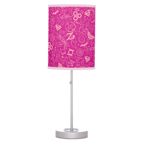 DC Super Hero Girls Pink Icon Pattern Table Lamp