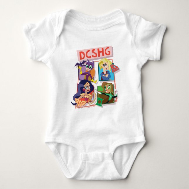 DC Super Hero Girls Quartet Baby Bodysuit (Front)