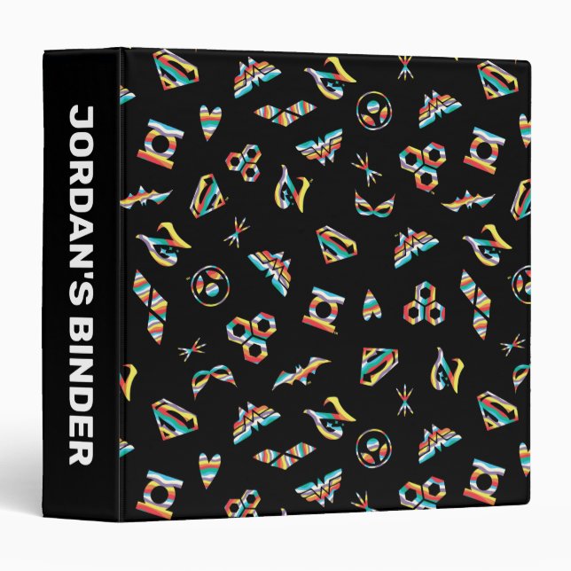 DC Super Hero Girls Rainbow Icon Pattern 3 Ring Binder (Front/Spine)
