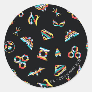DC Super Hero Girls Rainbow Icon Pattern Classic Round Sticker