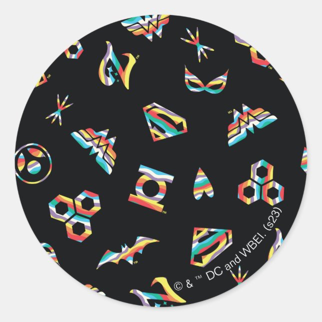 DC Super Hero Girls Rainbow Icon Pattern Classic Round Sticker (Front)