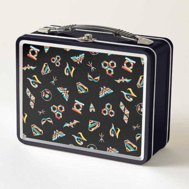 DC Super Hero Girls Rainbow Icon Pattern Metal Lunch Box (Front)