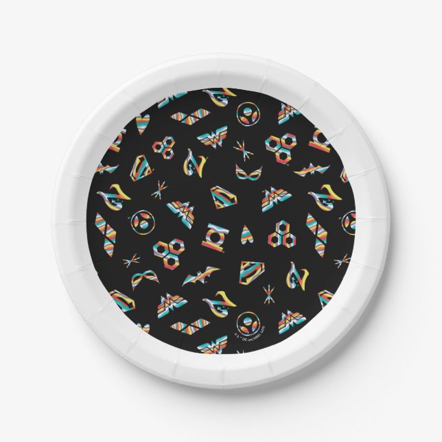 DC Super Hero Girls Rainbow Icon Pattern Paper Plates (Front)